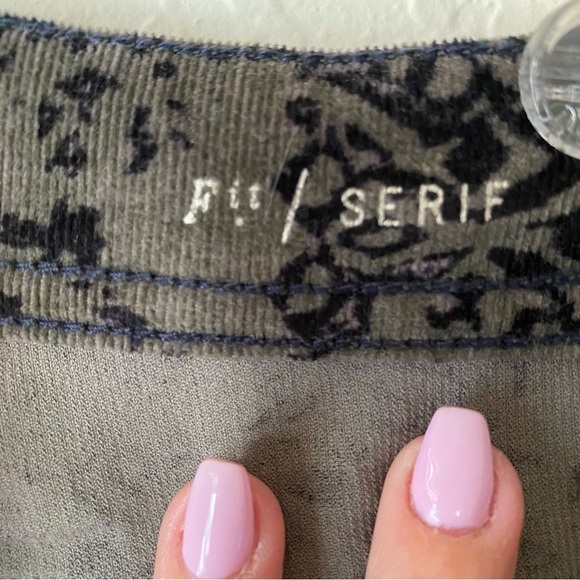 Pilcro Letterpress Ted Corduroy Olive Green Serif Black Mid Rise Pants SZ 28 - Picture 11 of 14